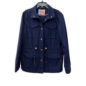 Levi’s Size XS Button Up Waist Tie Utility Field Jacket Navy 100% Cotton